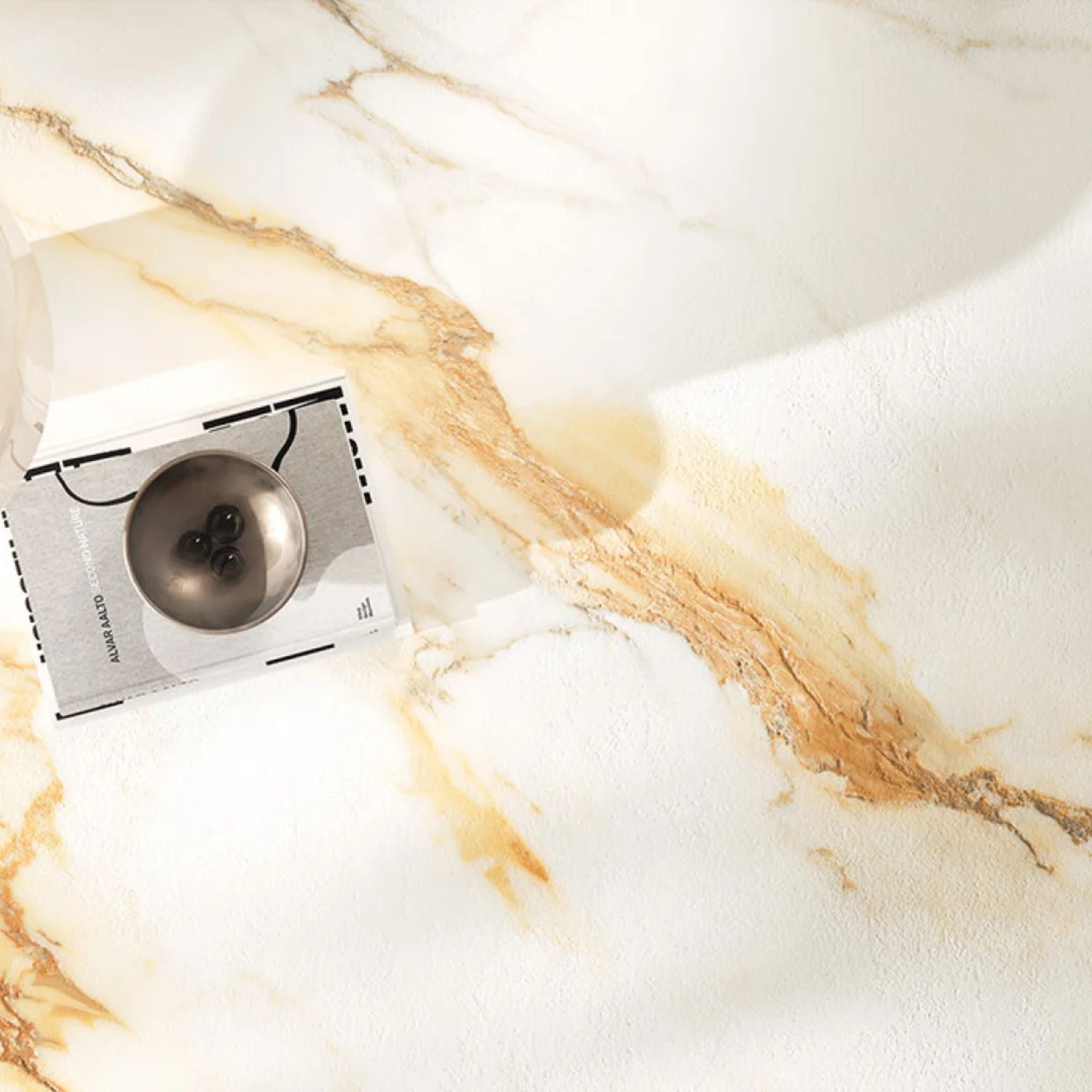 Prestige Calacatta Gold 3D Marble Effect Porcelain Tile 30x30cm Satin