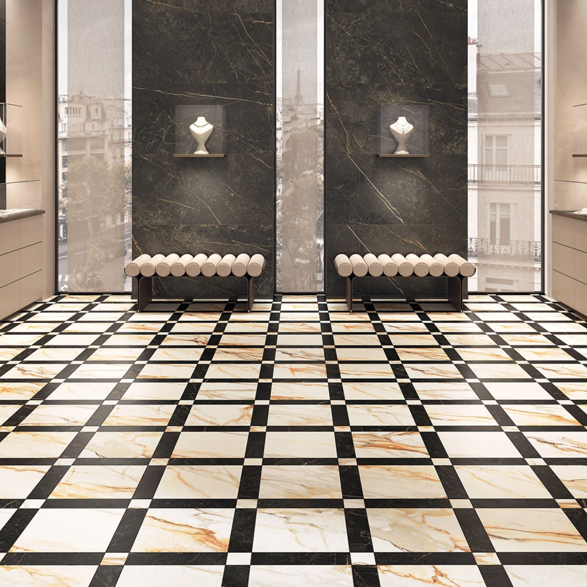 Prestige Calacatta Gold 3D Marble Effect Porcelain Tile 30x30cm Satin
