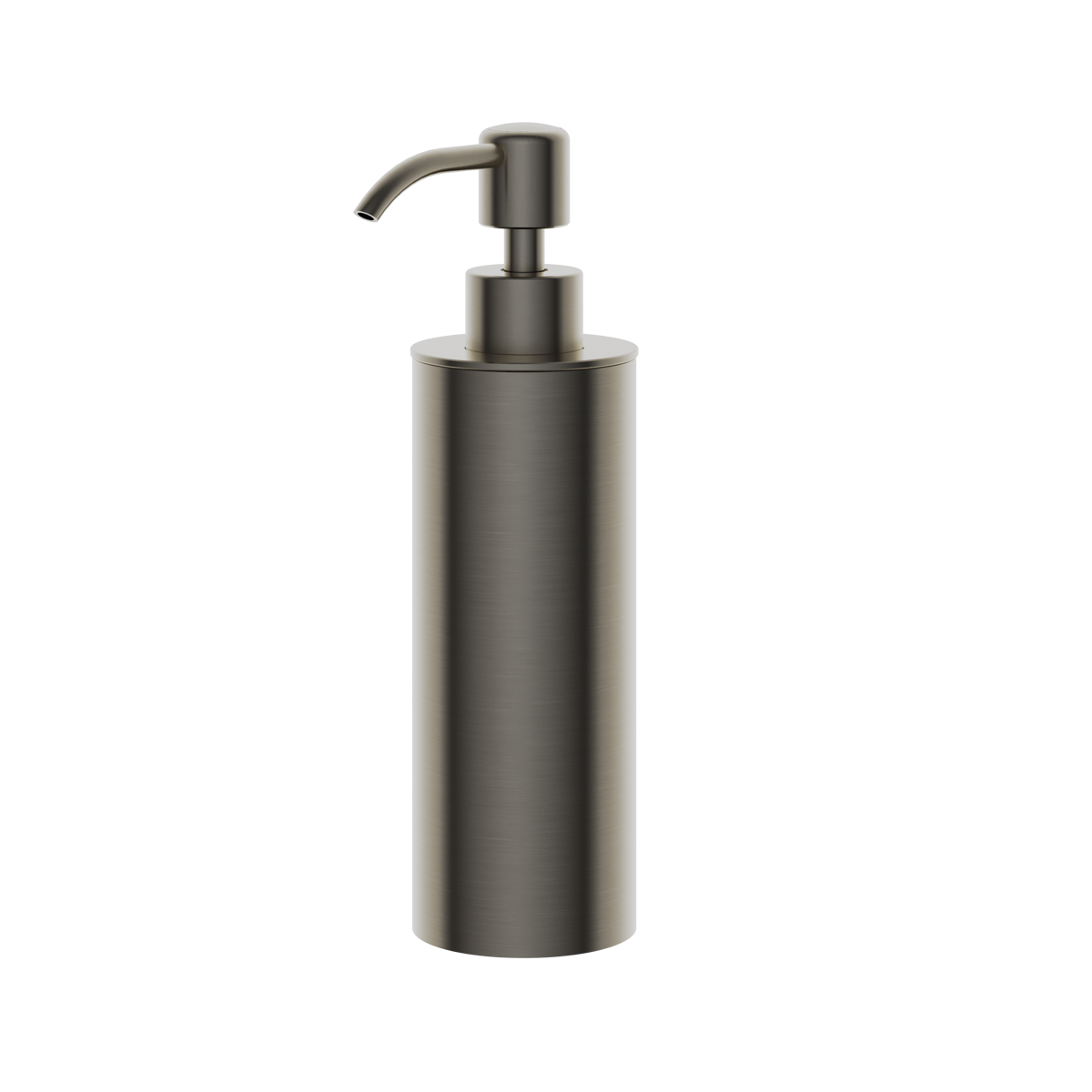Rensa freestanding soap dispenser in gunmetal grey finish, supplied by Deluxe Bathrooms.