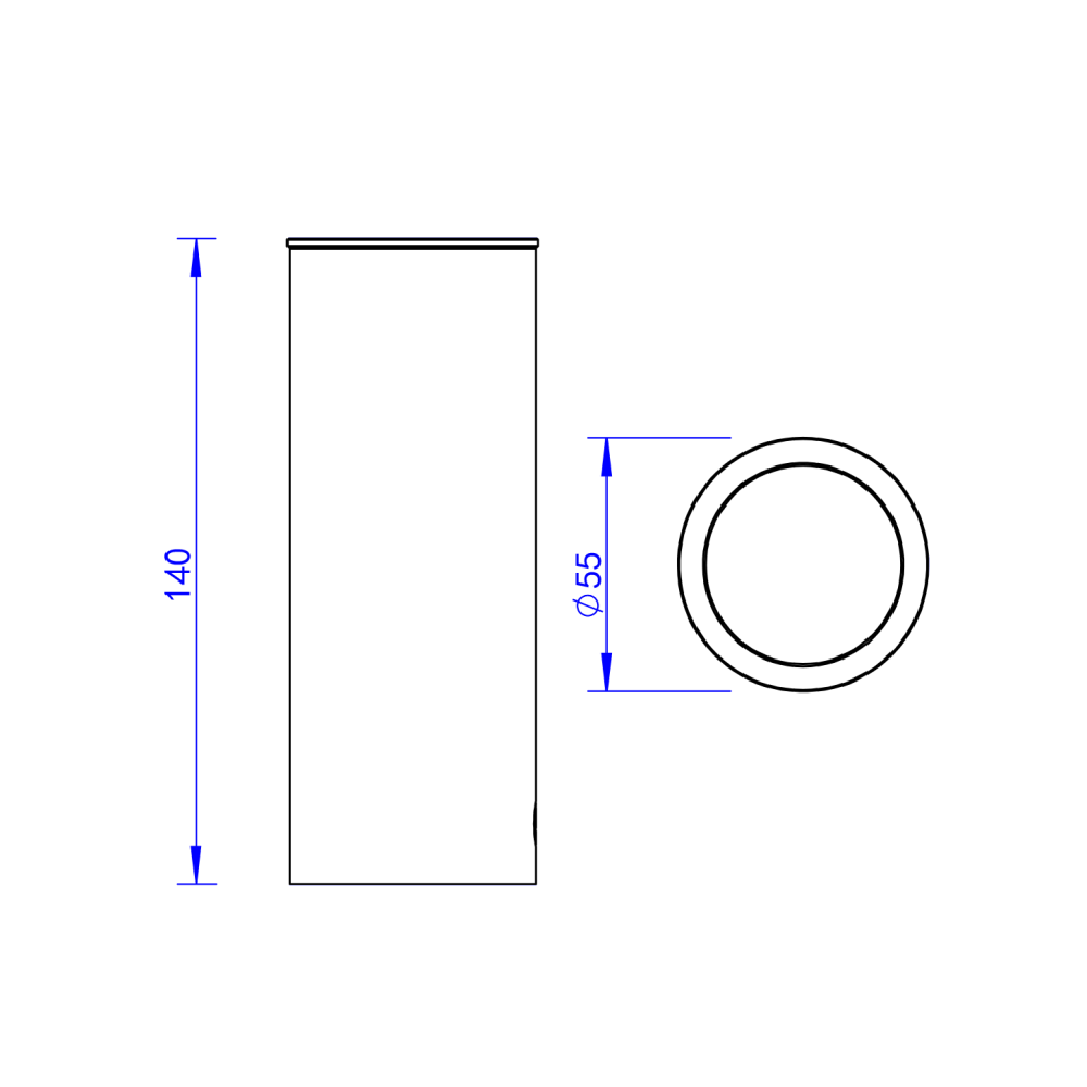Dimensions diagram for the Rensa freestanding thumbler, supplied by Deluxe Bathrooms.