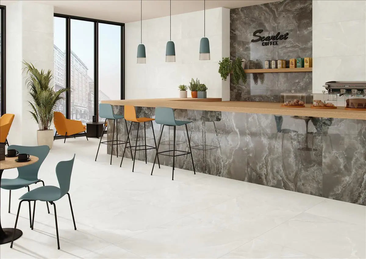 Scarlet Soft White Marble Effect Porcelain Tile 30x60cm Matt