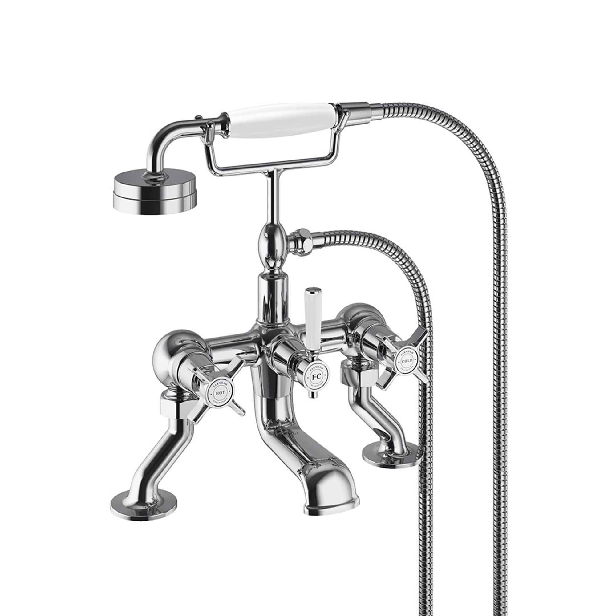 shrewsbury deck mounted bath shower mixer with handset chrome