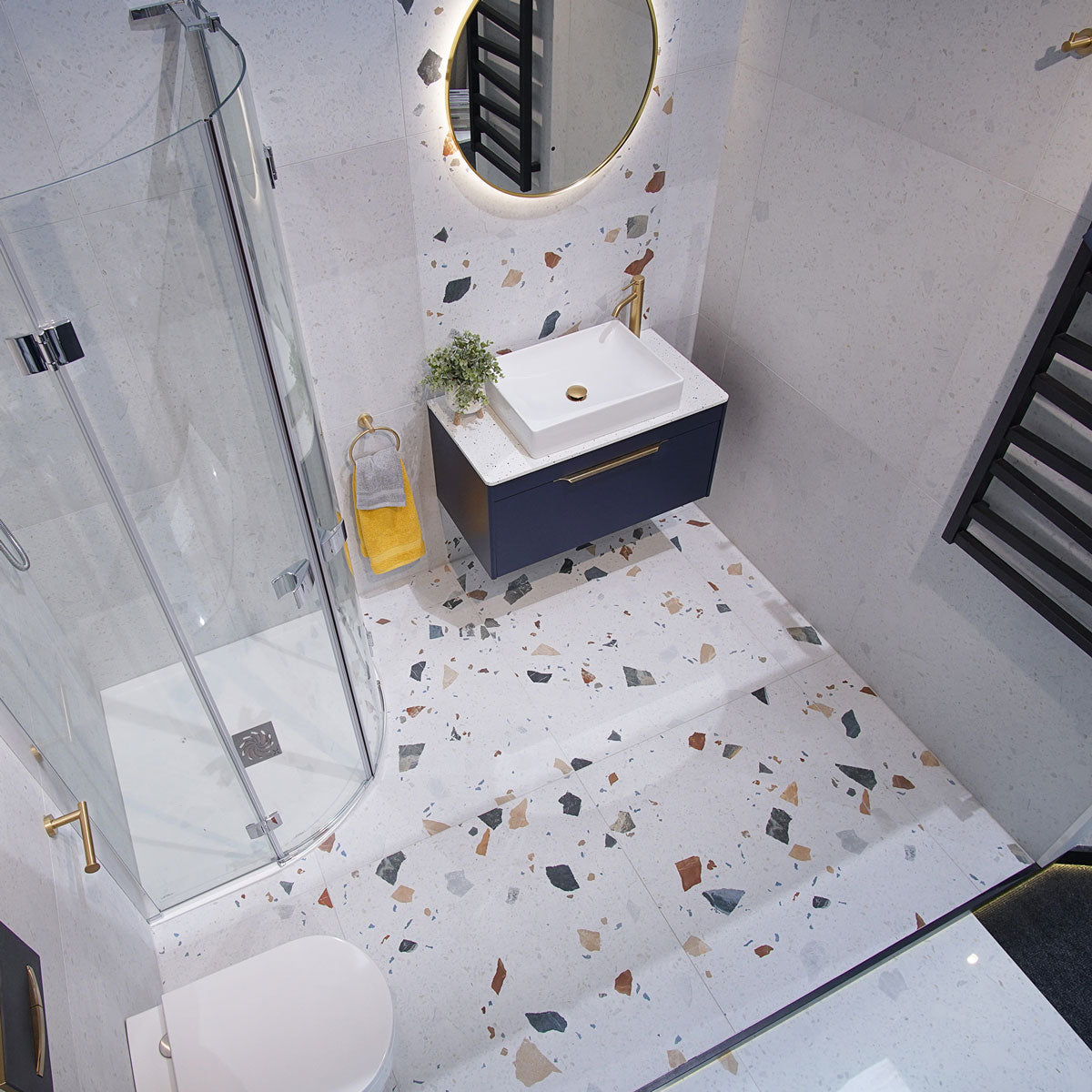 Stracciatella Blanco Terrazzo Effect Porcelain Tile Matt 60 x 60cm
