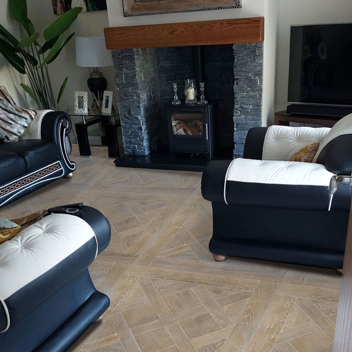 Bjorn Mocha Oak Wood Effect Porcelain Tile Matt 90x90cm