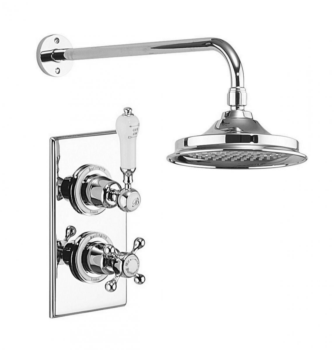Burlington Trent Thermostatic Single Outlet Shower Valve with Fixed Shower Head Deluxe Bathrooms UK