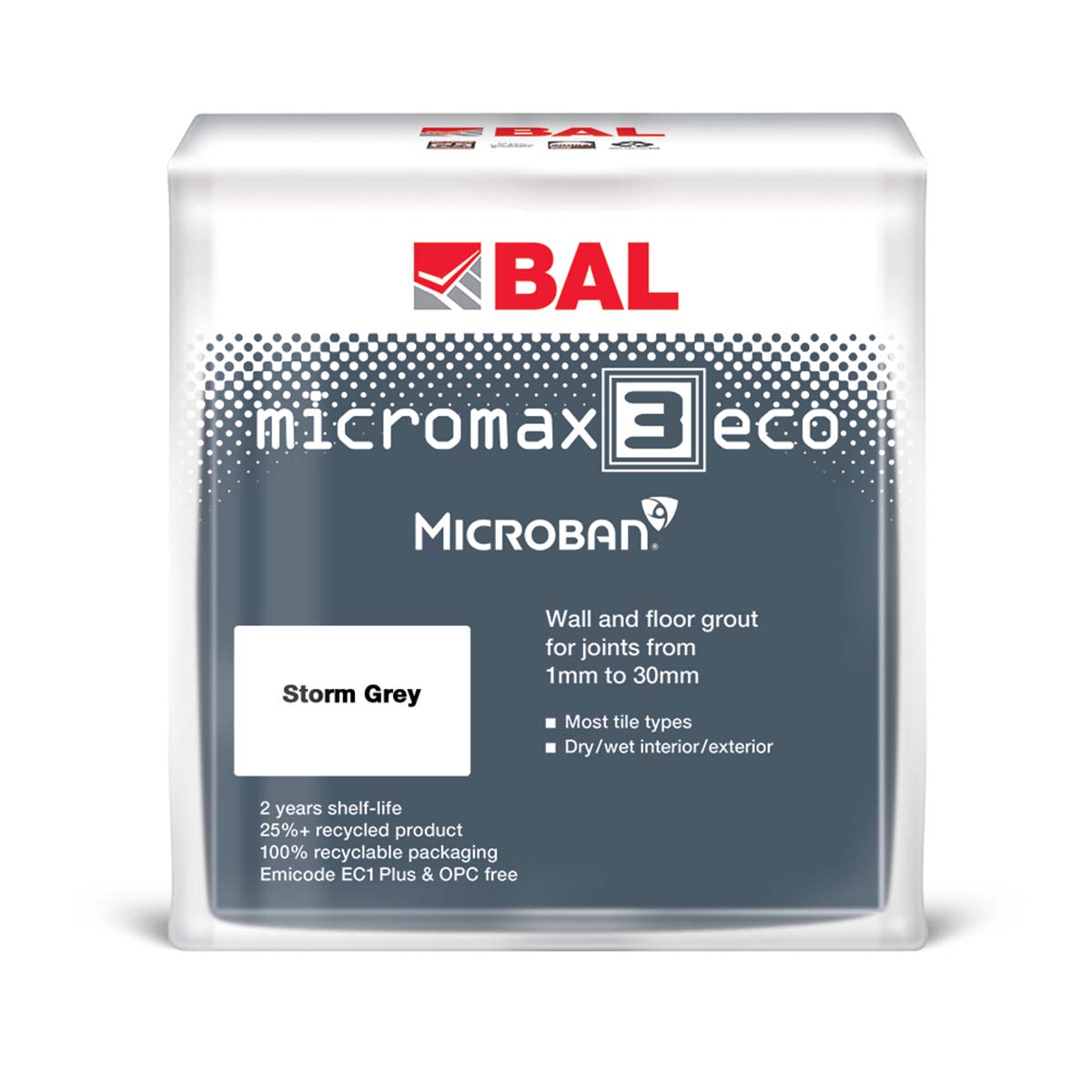 BAL micromax 3 eco wall and floor tile adhesive storm grey