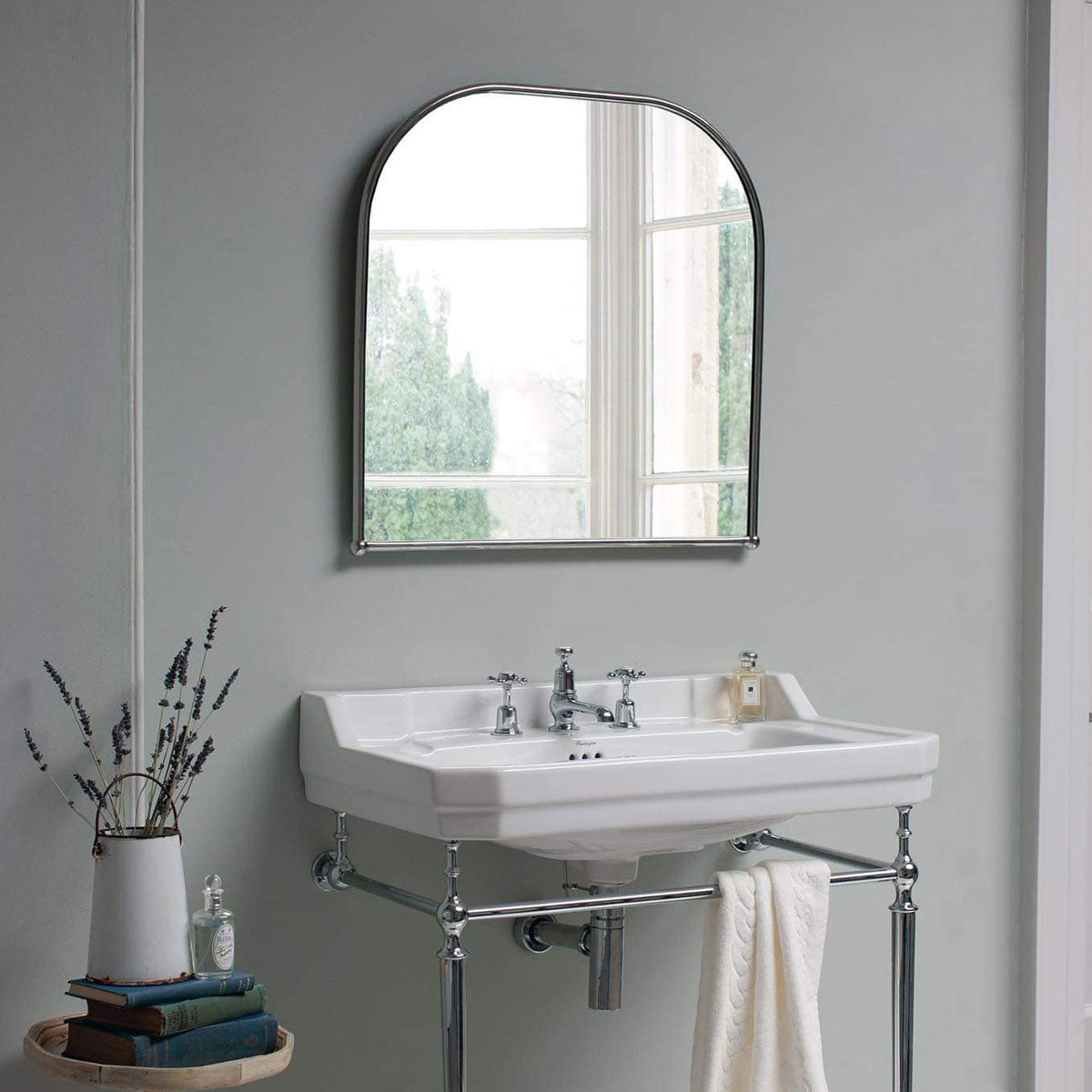 Burlington Arched Mirror with Chrome Frame Feature Deluxe Bathrooms UK