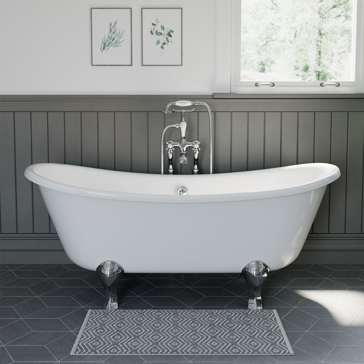 Burlington Bateau Freestanding Double-Ended Bath 1700mm Acrylic ...