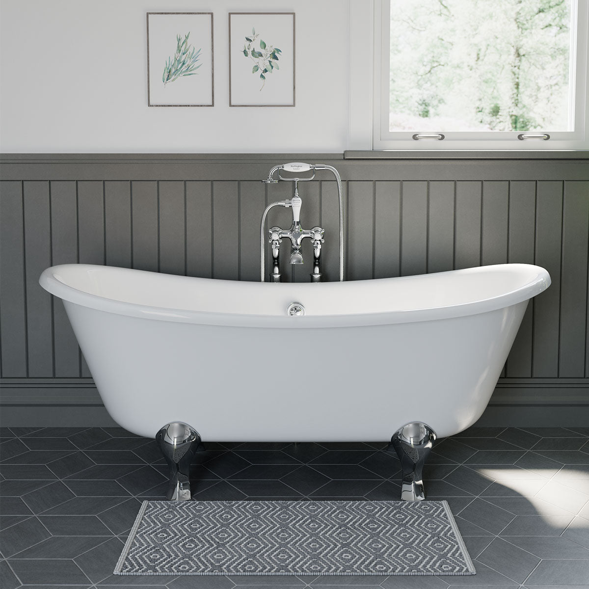 Burlington Bateau Double-Ended 1700mm Bath Feature Deluxe Bathrooms UK