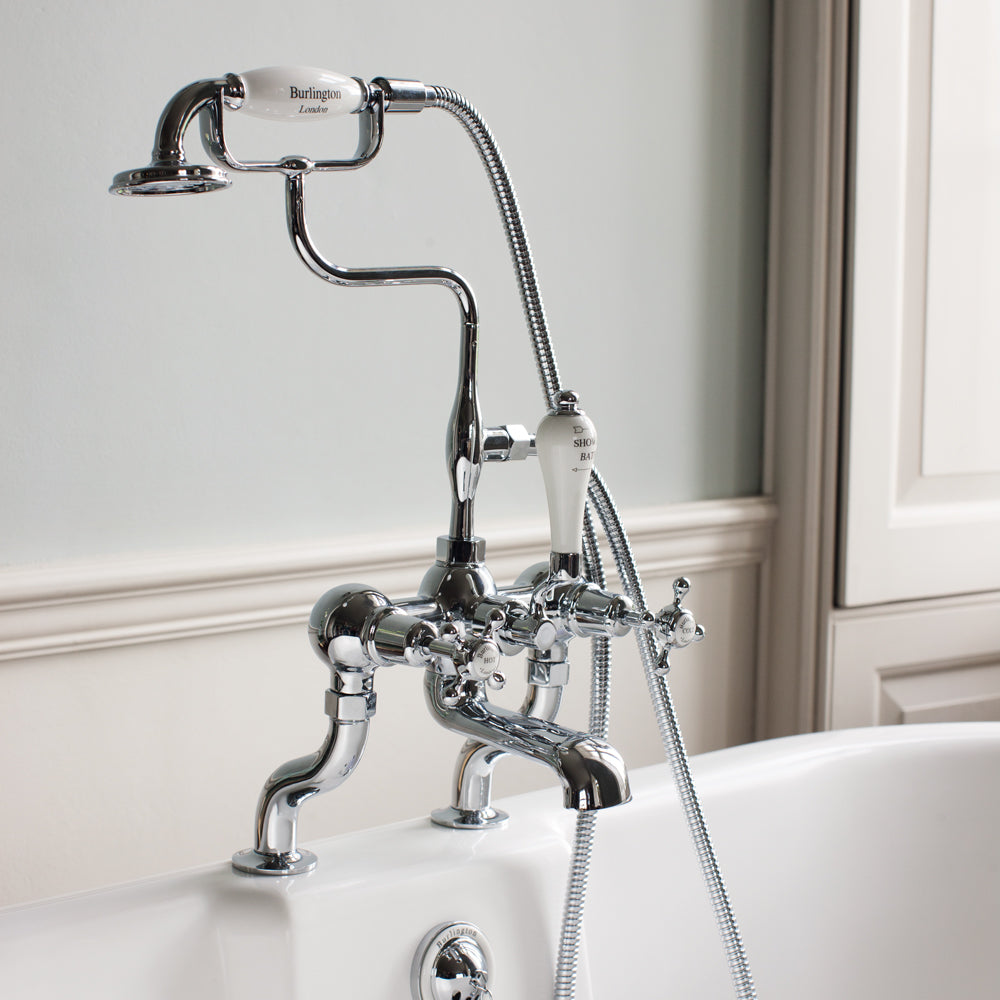Burlington Claremont Deck Mounted Bath Shower Mixer With S Adjuster Deluxe Bathrooms UK