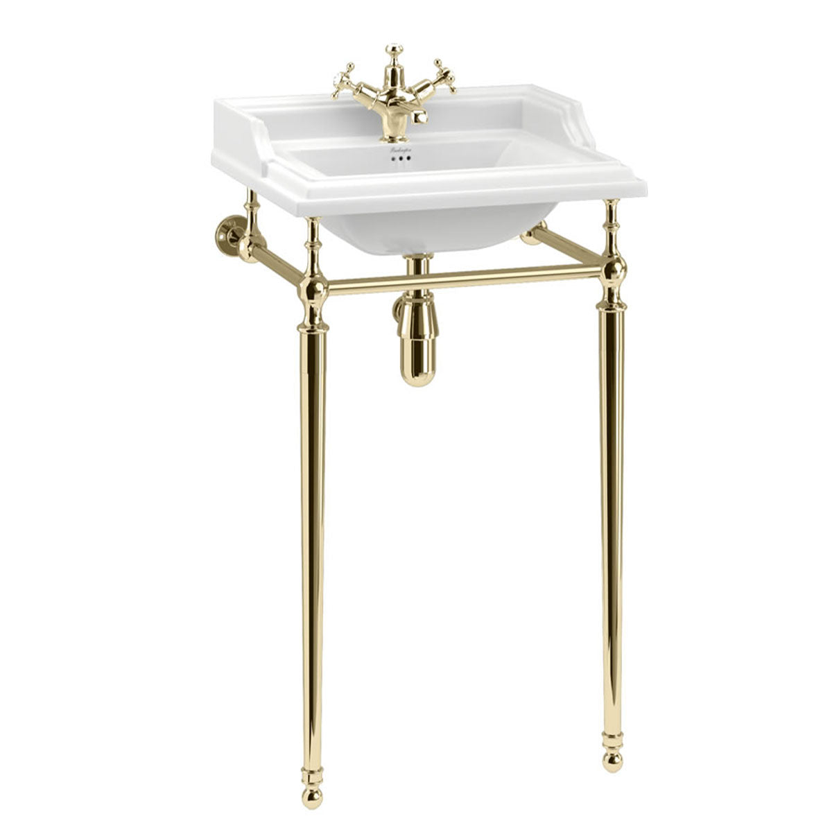 Burlington Classic 510 Square Basin With Washstand Gold Deluxe Bathrooms UK