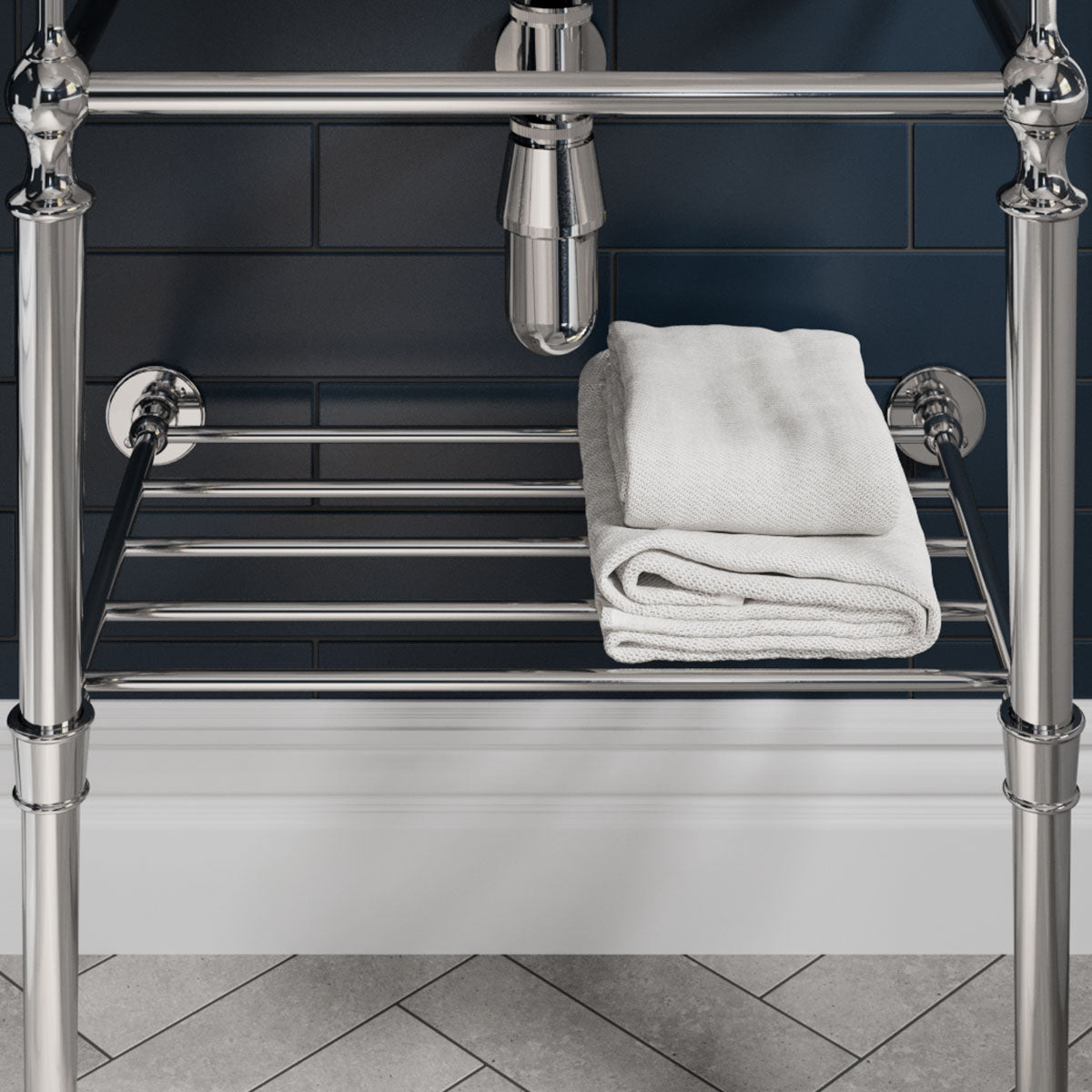 Burlington Optional Towel Rack for 560mm 610mm Basin Washstand Chrome Feature Deluxe Bathrooms UK