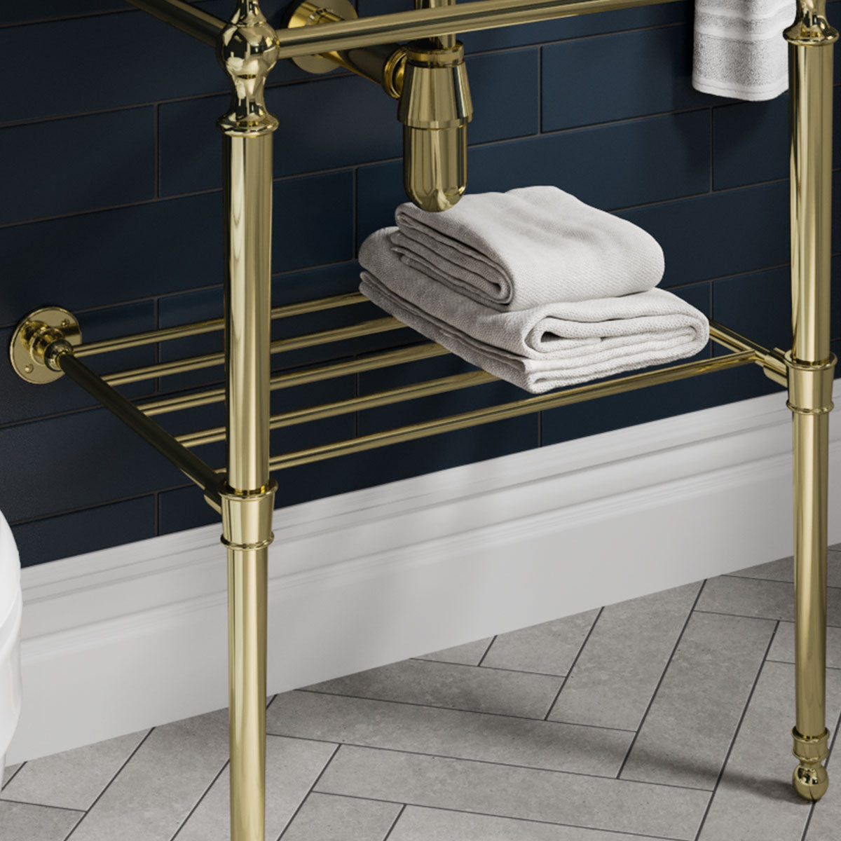 Burlington Optional Towel Rack for 560mm 610mm Basin Washstand Gold Feature Deluxe Bathrooms UK