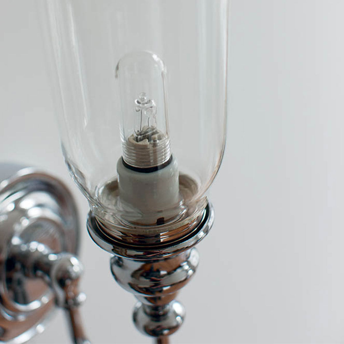 Burlington Ornate Light with Chrome Base and Vase Clear Glass Shade Feature Deluxe Bathrooms UK
