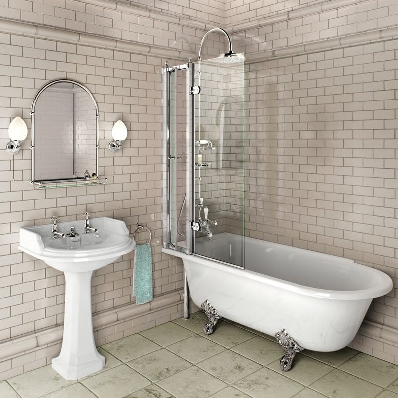 Burlington Hampton Back to Wall Showering Bath With Standard Feet Deluxe Bathrooms UK