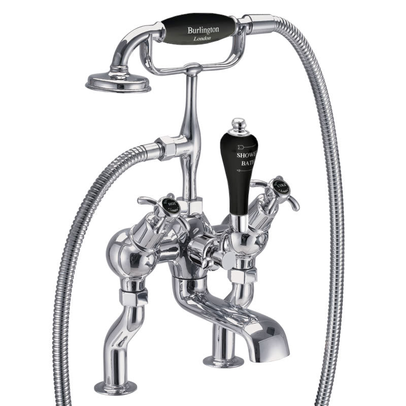 Burlington Claremont Angled Deck Mounted Bath Shower Mixer With S Adjuster Deluxe Bathrooms UK