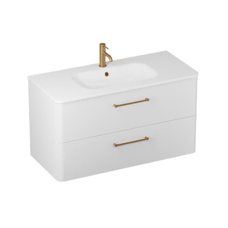 Camberwell Wall Mounted Vanity Unit With Washbasin - Frosted White
