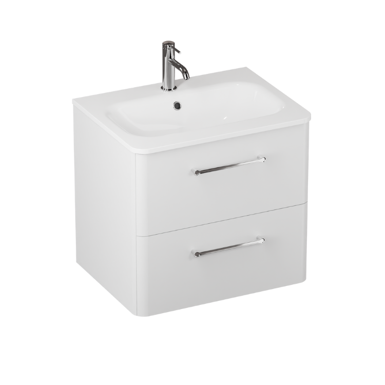 Camberwell Wall Mounted Vanity Unit With Washbasin - Frosted White