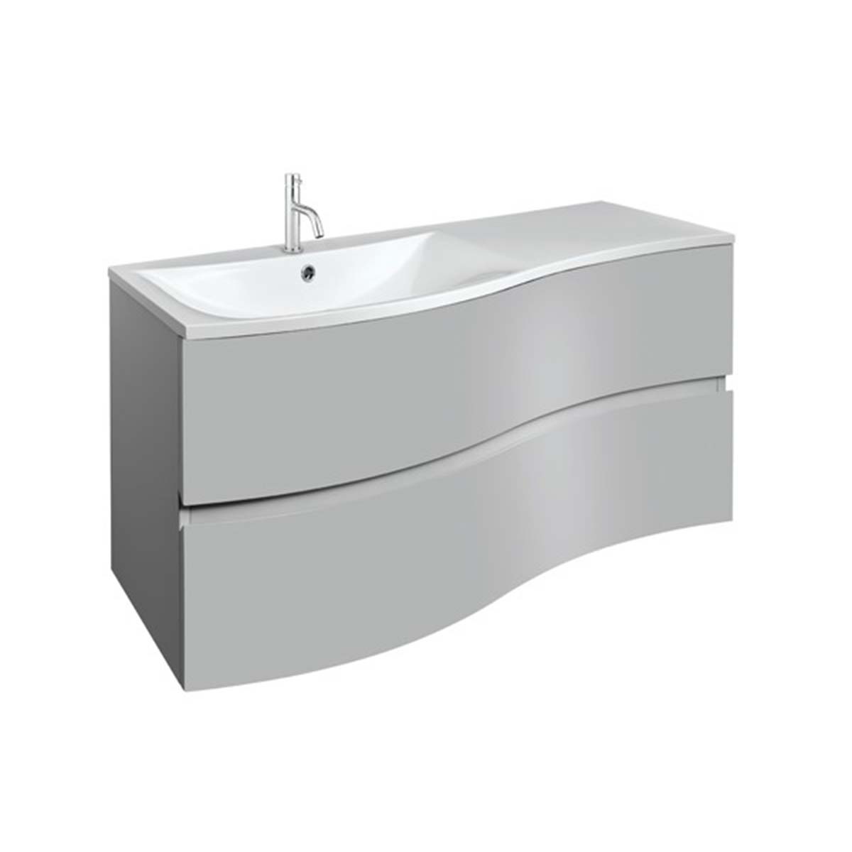 Crosswater Svelte 1000mm Double Drawer Wall Hung Vanity Unit With Cast Mineral Marble Basin Storm Grey Matt