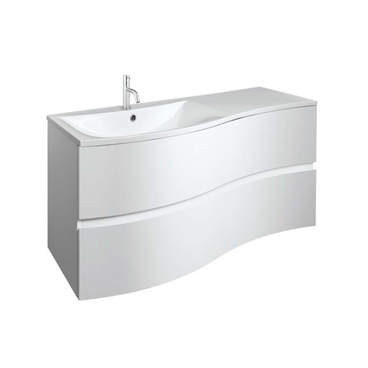 Crosswater Svelte 1000mm Double Drawer Wall Hung Vanity Unit With Cast Mineral Marble Basin White Gloss