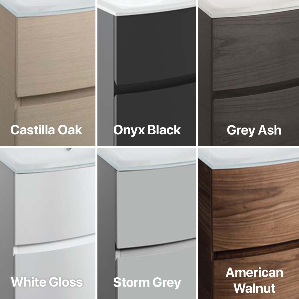 Crosswater Svelte 800mm Double Drawer Wall Hung Vanity Unit-With Ice White Glass Basin Colours