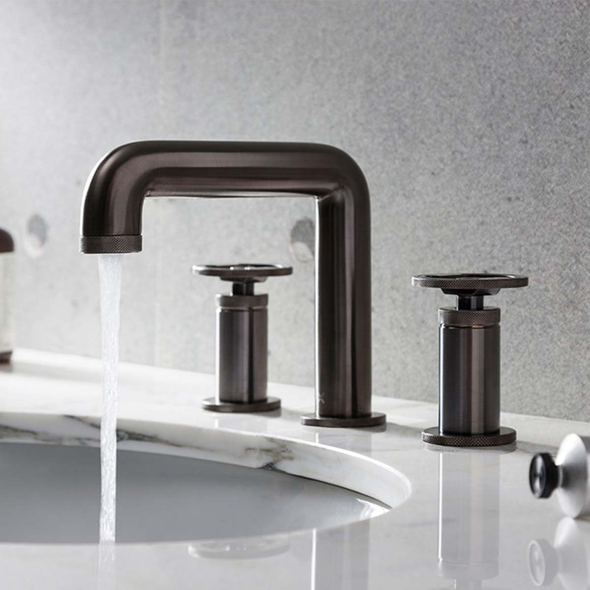 Crosswater Union 3 Hole Basin Mixer Tap With Wheel Handles Brushed Black Chrome Lifestyle