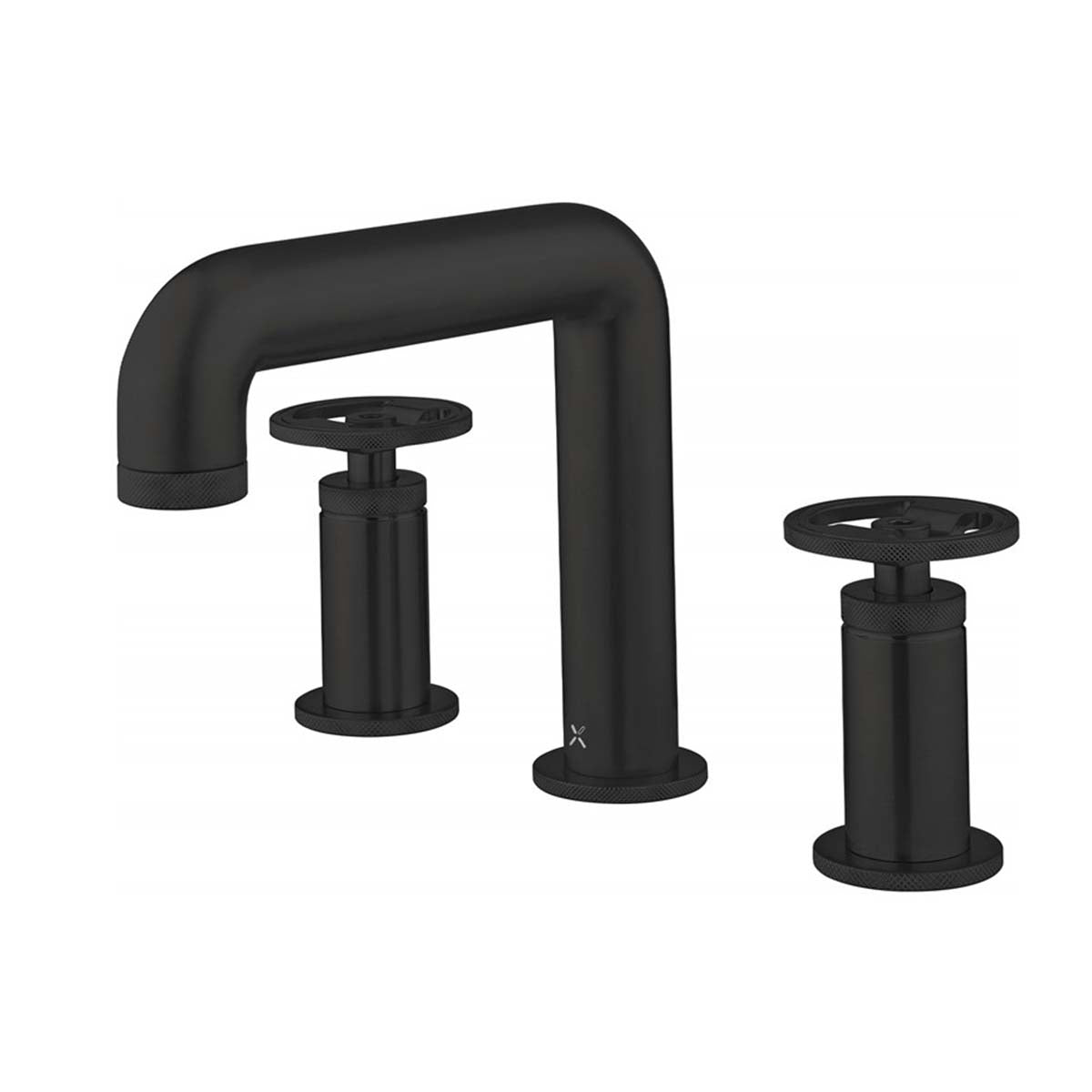 Crosswater Union 3 Hole Basin Mixer Tap With Wheel Handles Matt Black