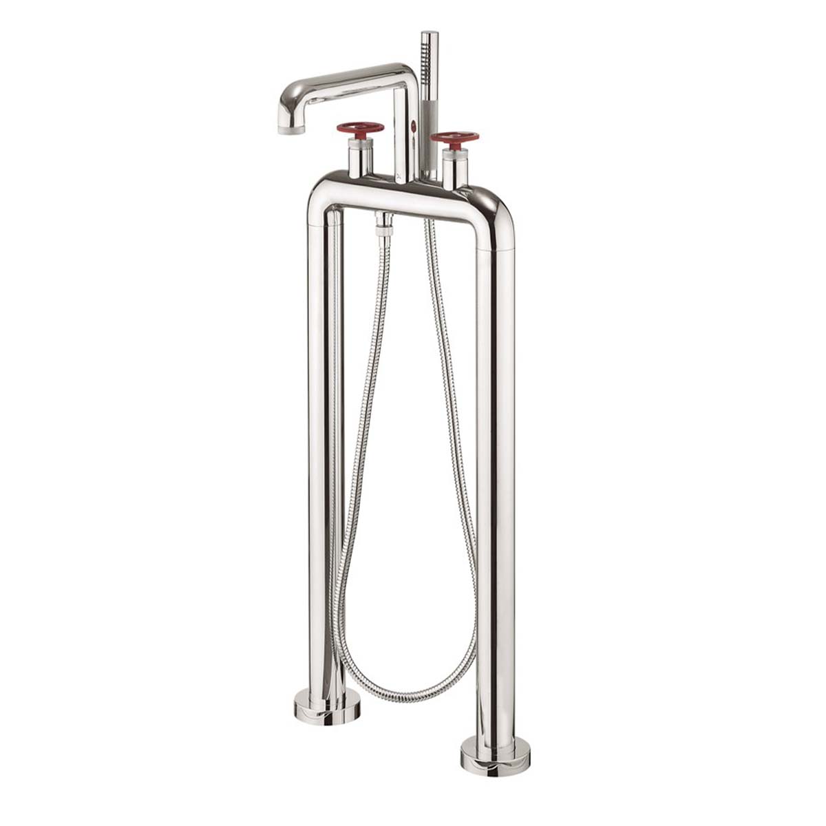 Crosswater Union Bath Shower Mixer With Red Wheel Handles Chrome