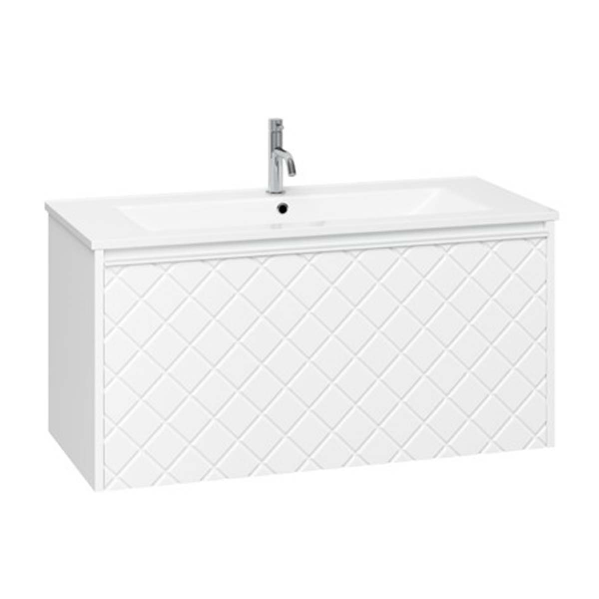 Crosswater Vergo 1000mm Single Drawer Wall Hung Vanity Unit With Ceramic Basin Matt White