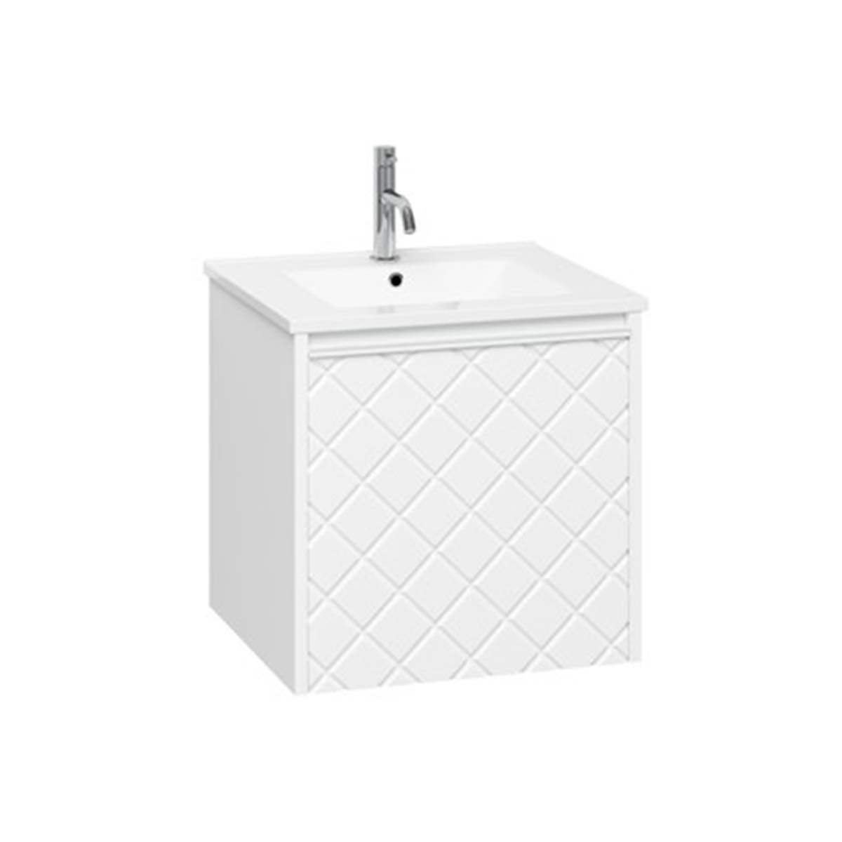 Crosswater Vergo 500mm Single Drawer Wall Hung Vanity Unit With Ceramic Basin Matt White