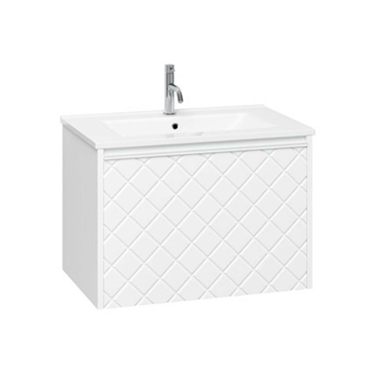 Crosswater Vergo 700mm Single Drawer Wall Hung Vanity Unit With Ceramic Basin Matt White