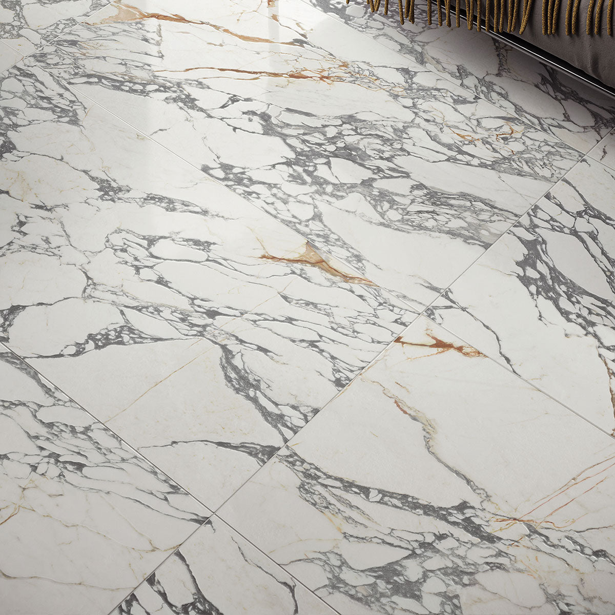 Deluxe Arabescato Marble 3D Effect Porcelain Tile 60x120cm Feature