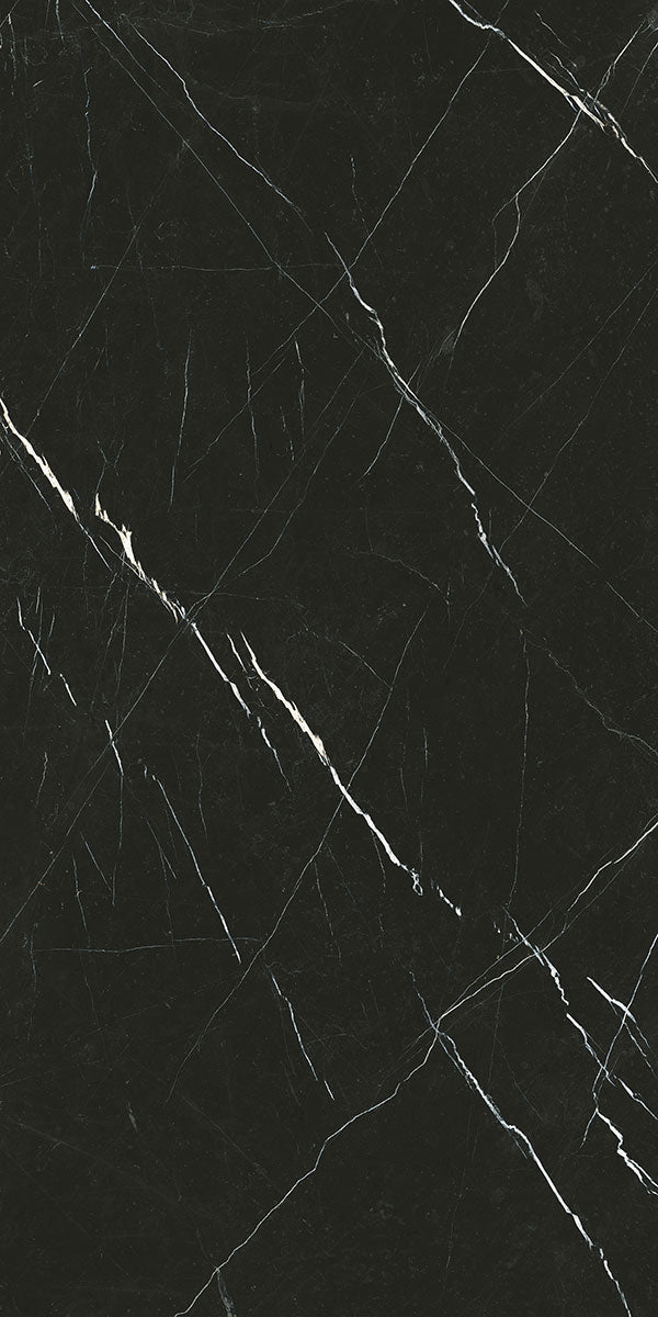 Deluxe Nero Marquinia Marble Effect Porcelain Tile 60x120cm Pattern