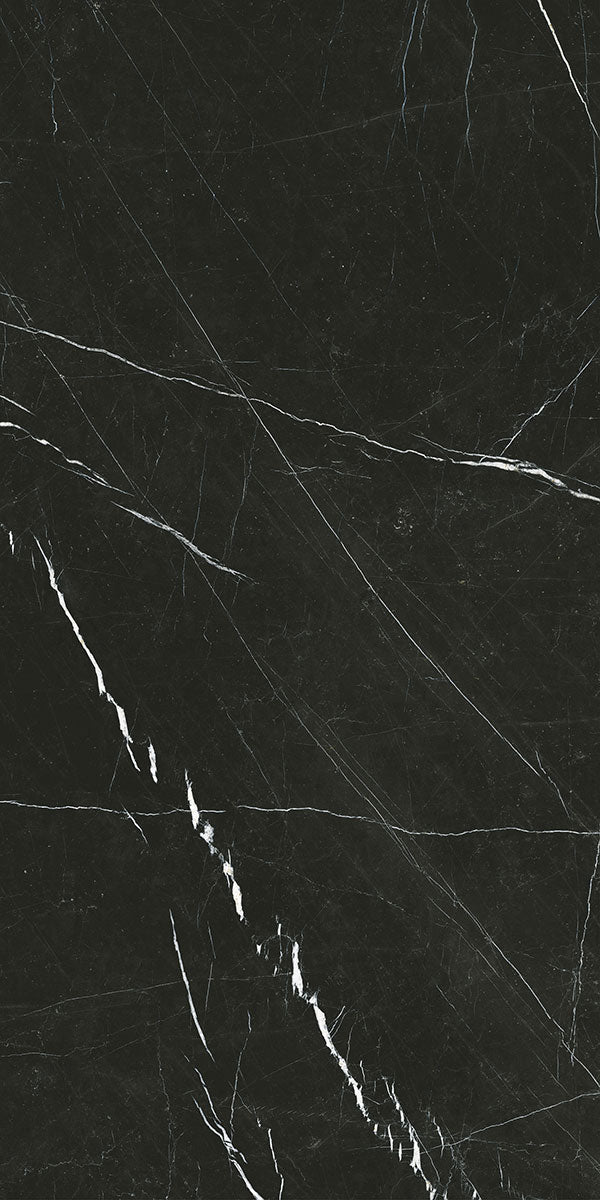 Deluxe Nero Marquinia Marble Effect Porcelain Tile 60x120cm Pattern