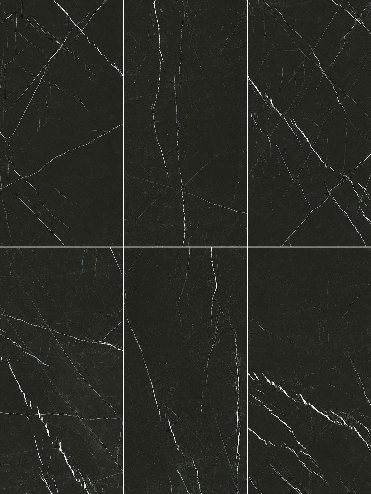 Deluxe Nero Marquinia Marble Effect Porcelain Tile 60x120cm Patterns