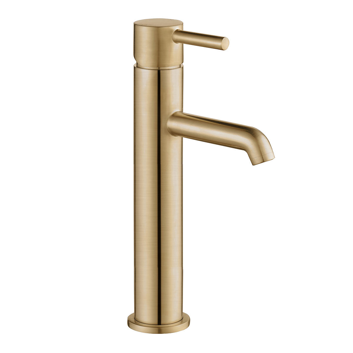 Deluxe portobello tall basin mixer tap monobloc brushed brass