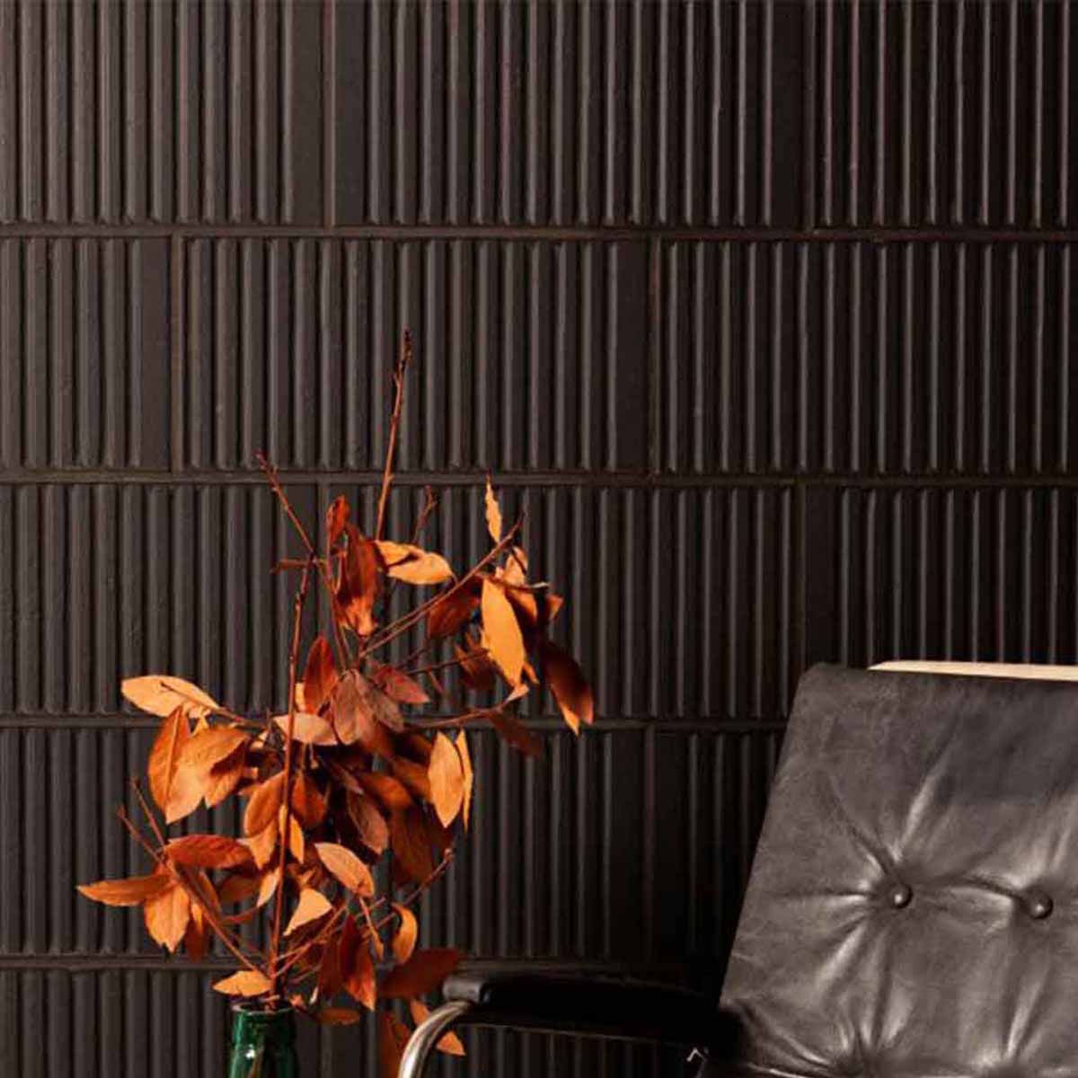 FS Loft Black Ceramic Decor Wall Tile 20x40cm