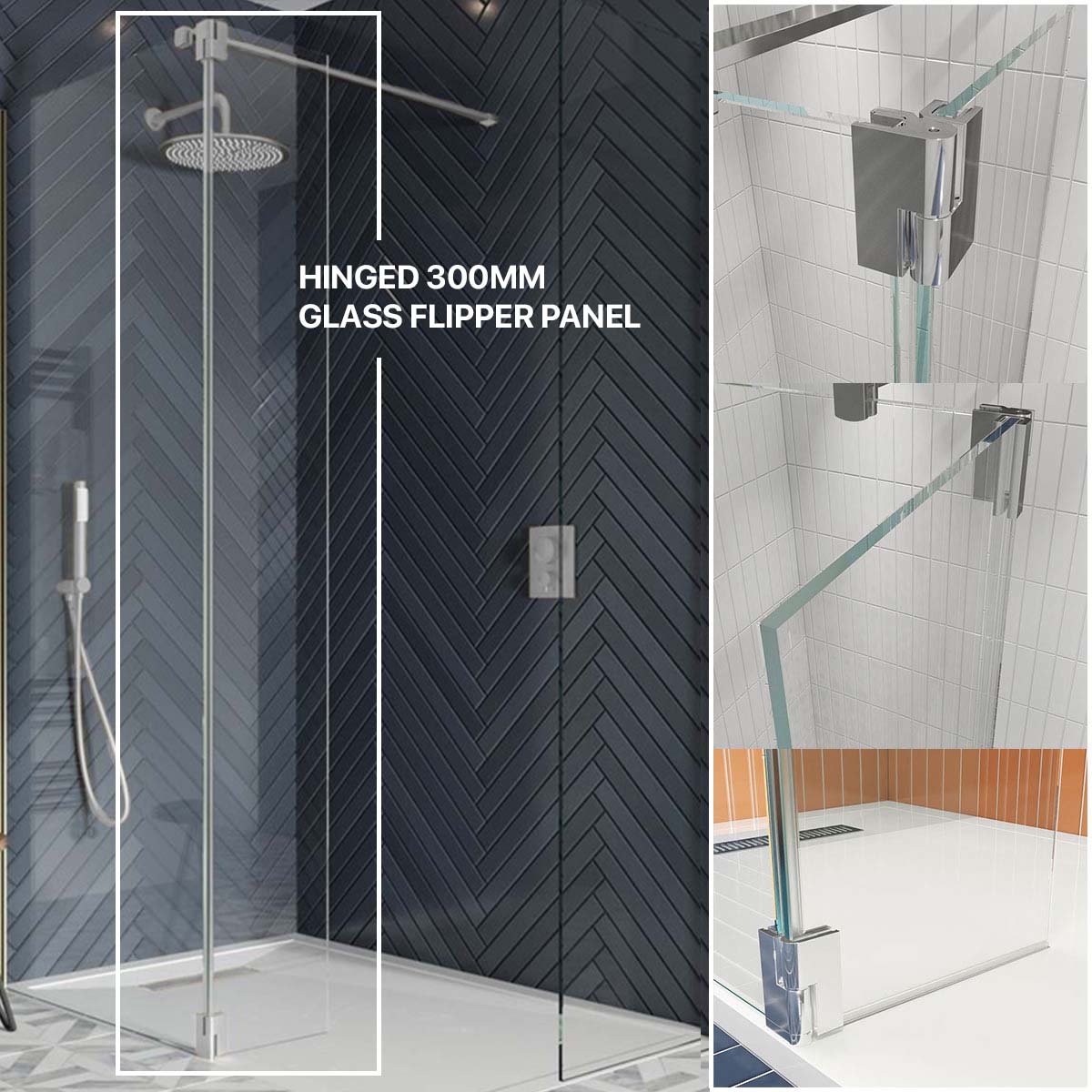 Brushed Steel Flipper Panel For Wetroom Screen | Deluxe Bathrooms ...