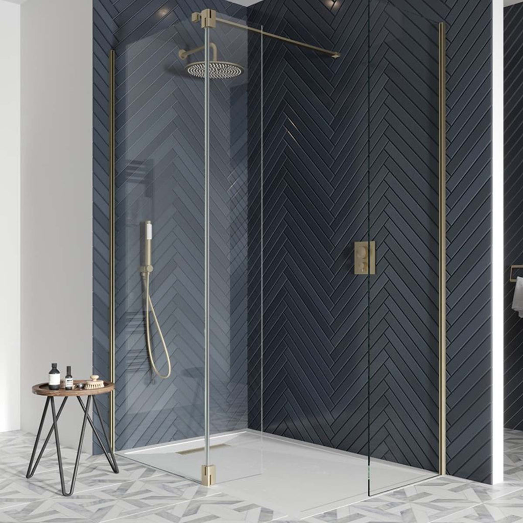 Brushed Brass Flipper Panel for Wetroom Screen | Deluxe Bathrooms ...