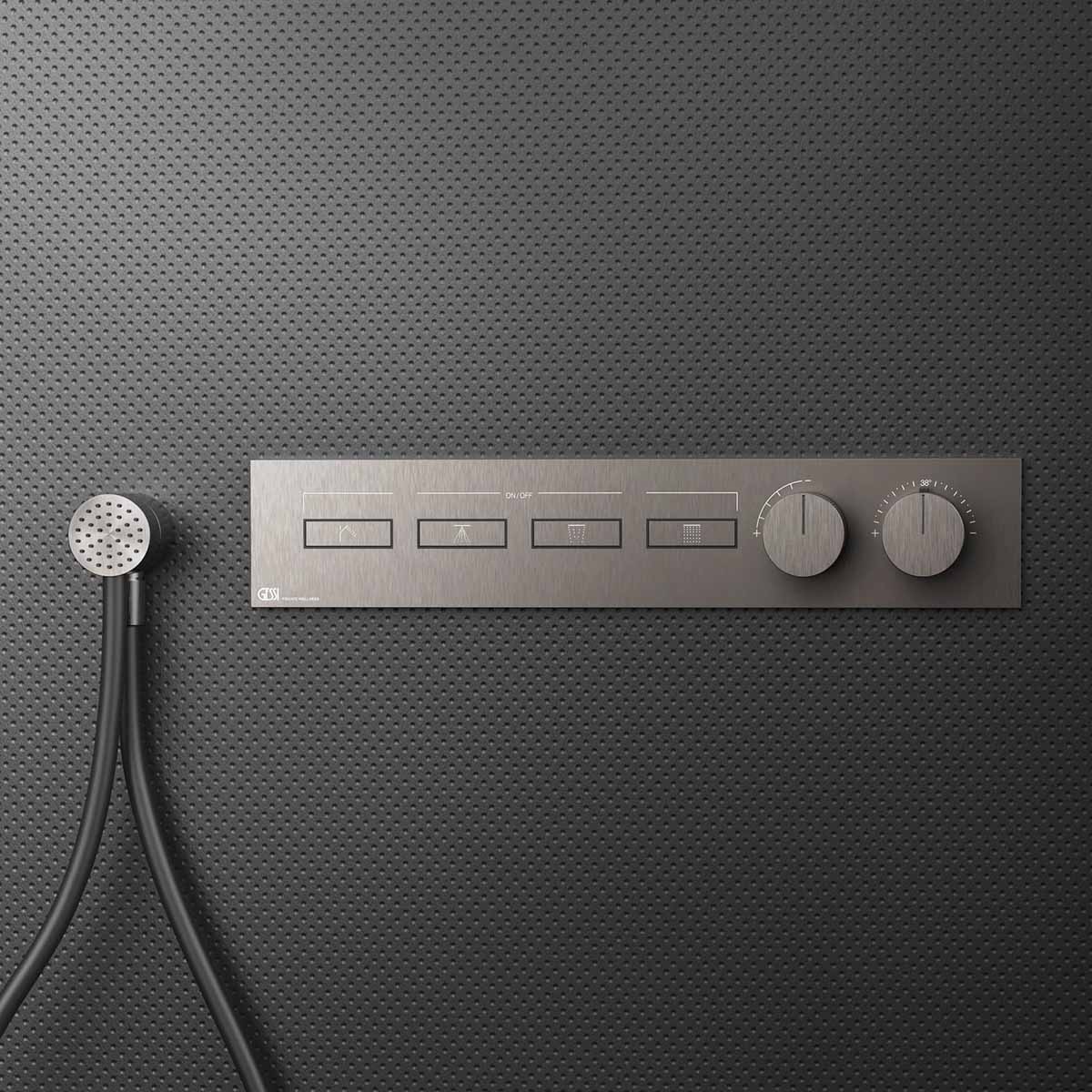 Gessi Hifi linear 4 way shower valve finox brushed lifestyle