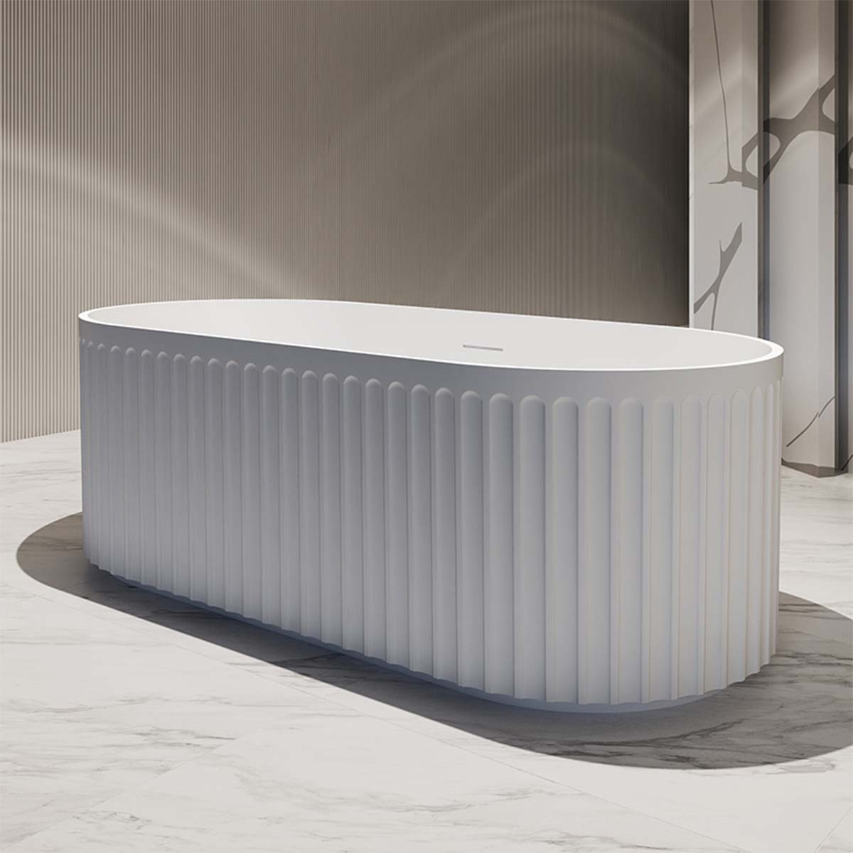 Granlusso Francesca Freestanding Fluted Stone Bath 1700x750mm