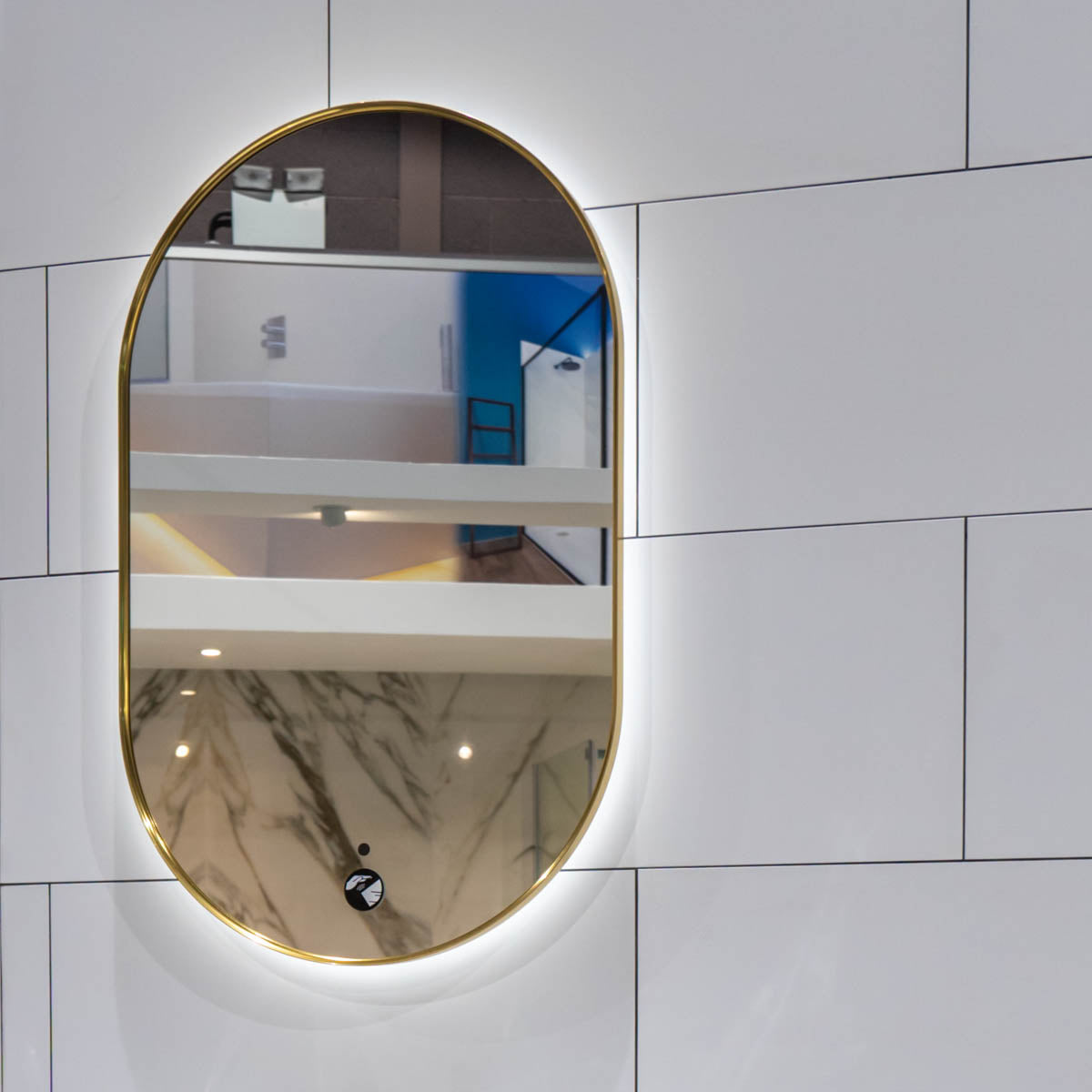 Granlusso Oro 50 LED Fog-Free Oval Bathroom Mirror -  Brushed Brass
