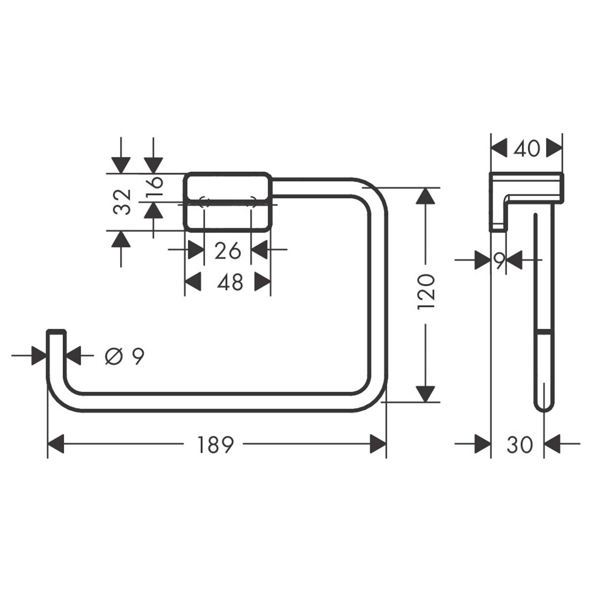 Hansgrohe AddStoris Towel Ring Dimensions