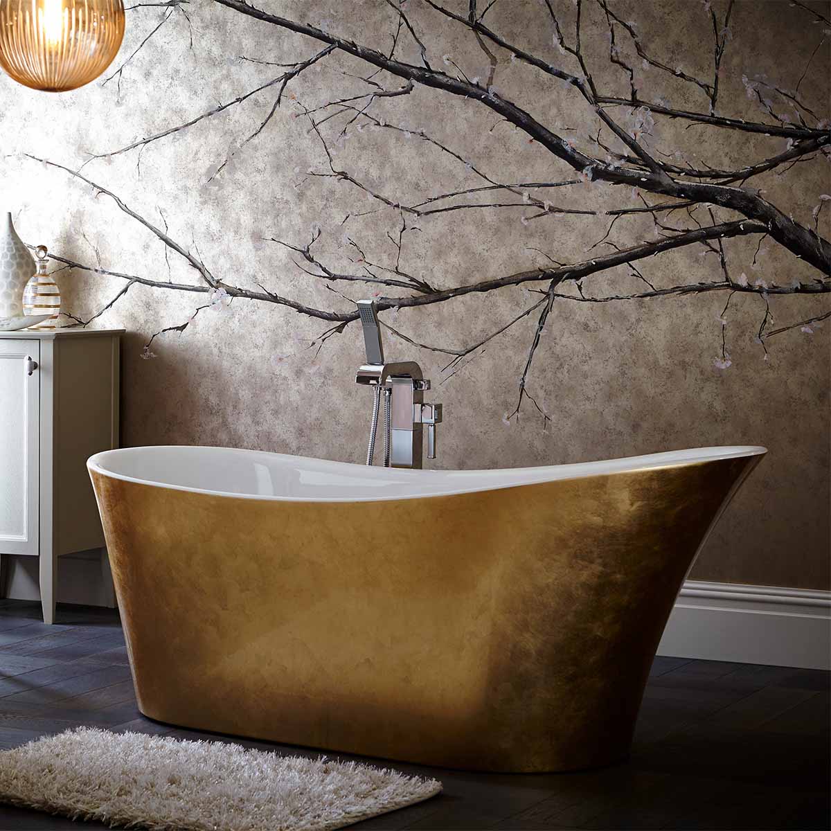 Heritage Hollywell Freestanding Acrylic Bath 1710x745mm Gold Metallic Effect Lifestyle