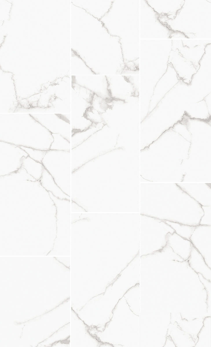 Marmi Bianco Supremo Marble Effect Porcelain Tile 60x120cm Polished Vertical