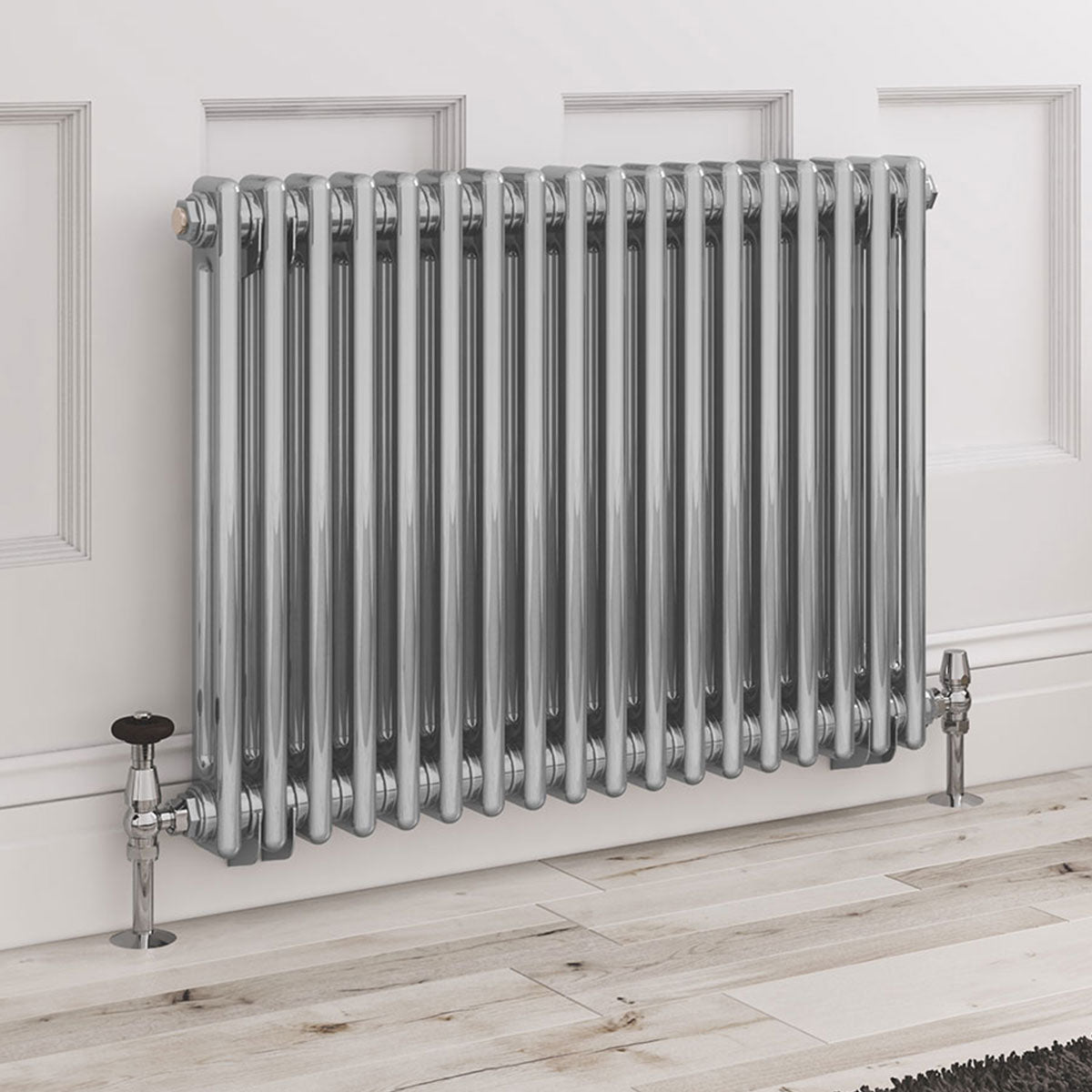 Rivassa Two Column Cast Iron Style Radiator Chrome Effect | Deluxe ...