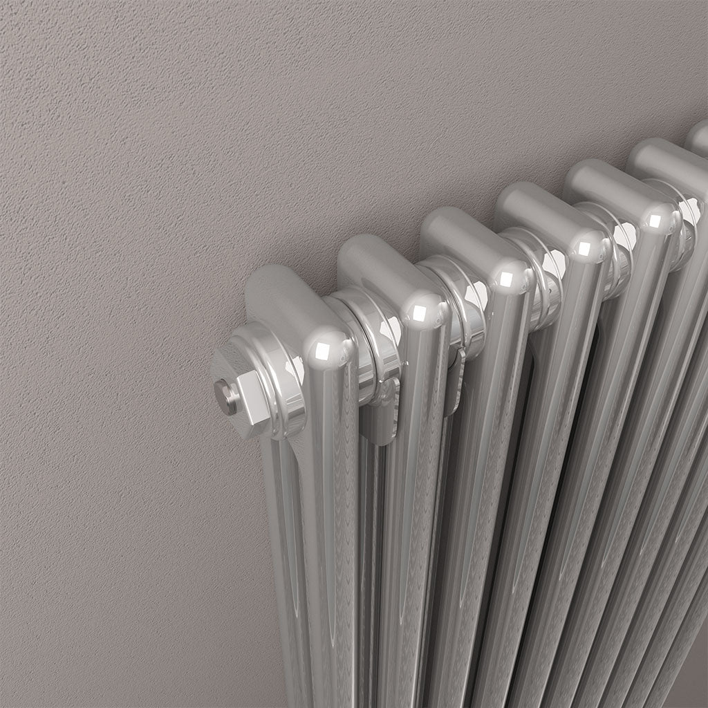 Rivassa Two Column Cast Iron Style Vertical Radiator Chrome