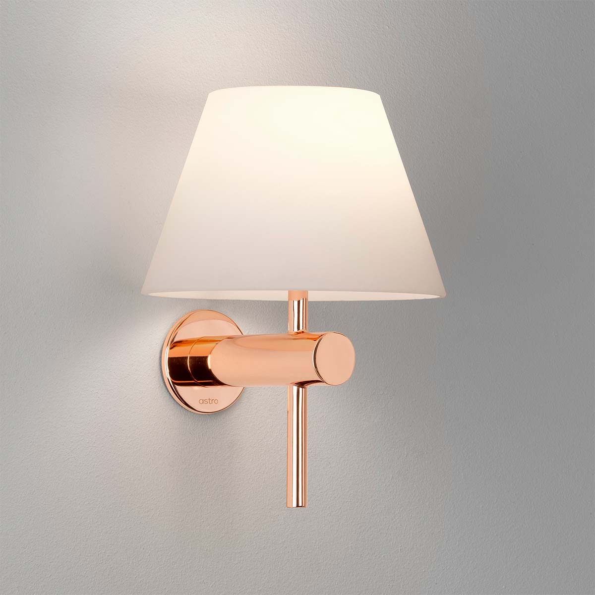 Venice Bathroom Light With White Shade Polished Copper