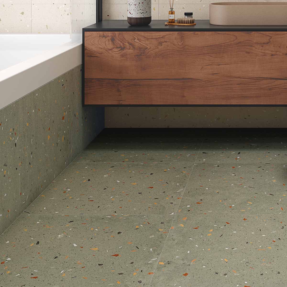 arcana croccante r menta terrazzo porcelain floor tile 80x80cm deluxe bathrooms ireland