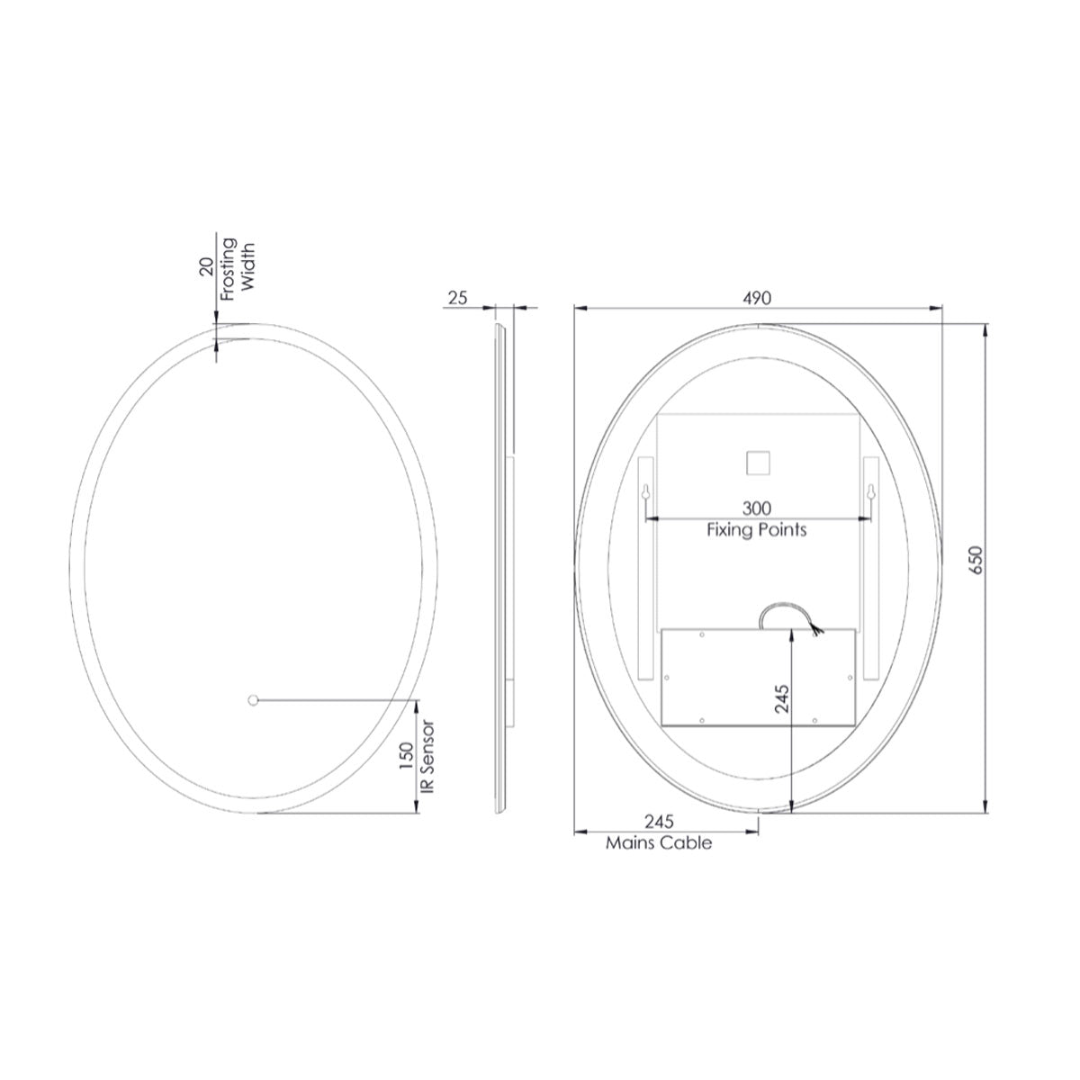 Tavistock Aster LED Oval Mirror 490x650mm